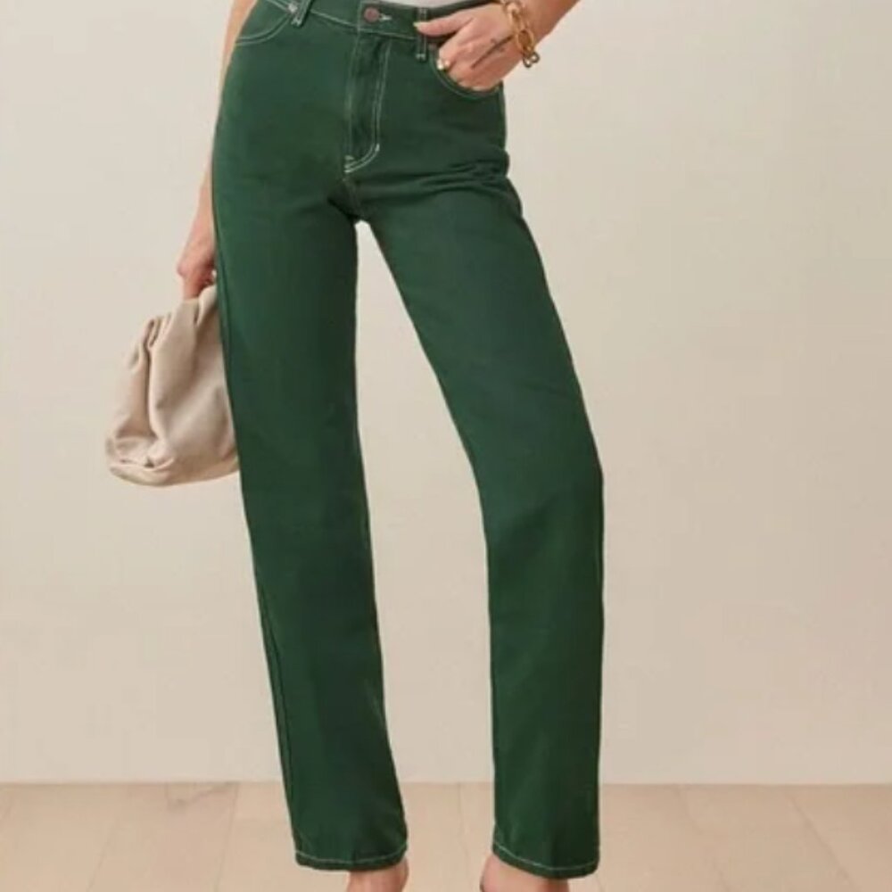 Reformation cowboy pants / jeans - green